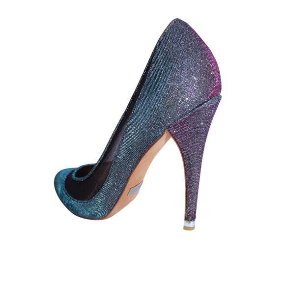 BADGLEY MISCHKA Myria Sparkle Magenta Purple Glitter Heels Women’s Size 8.5 M - Picture 1 of 8